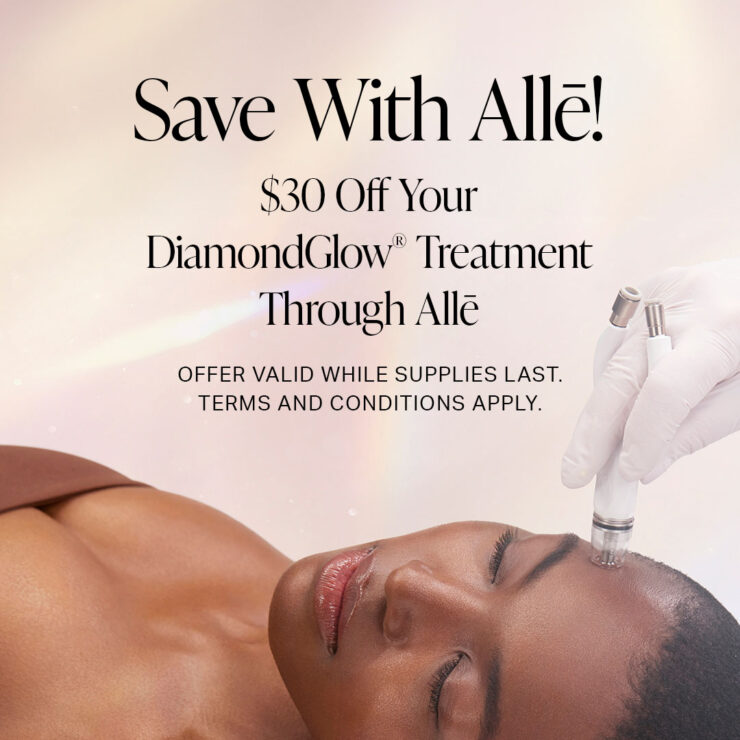 An ad for a limited-time offer of $30 off DiamondGlow® treatment through Allē